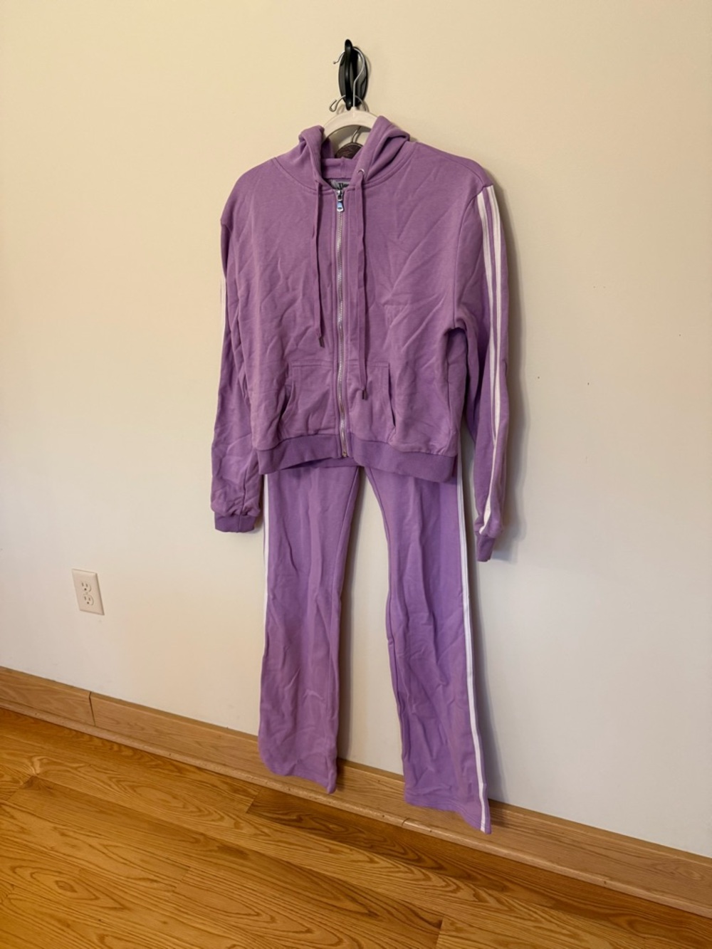 Tiger Mist Lavender Track Pants & Hoodie Set with White Stripes